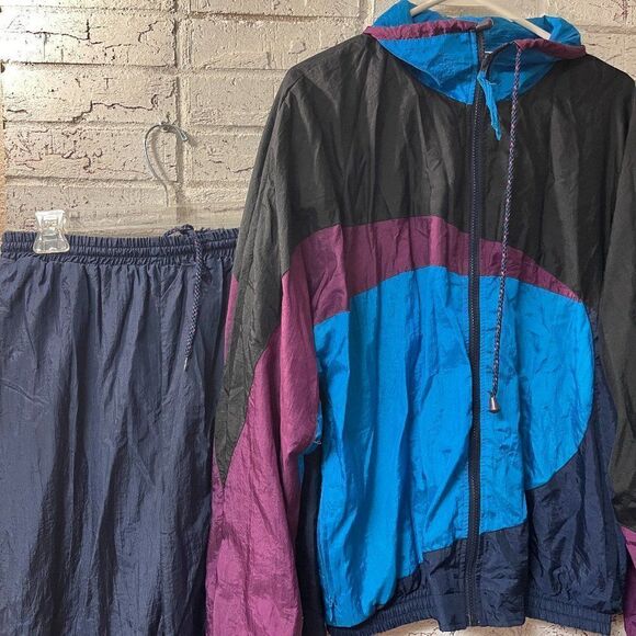 Vintage 90s Retro Turnpoint Wind Breaker Jacket and Pant Large
